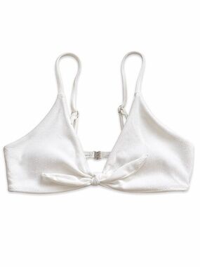4/$20➡️  White Tie-Front Ribbed Plus Size Bikini Top – Size 3X GUC